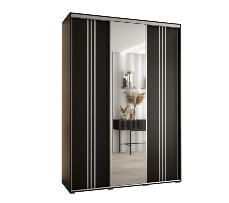 Szafa przesuwna Abiks DAVOS 7 wysoka szer.170cm gł.60cm czarny/czarny/srebrny 1szt.