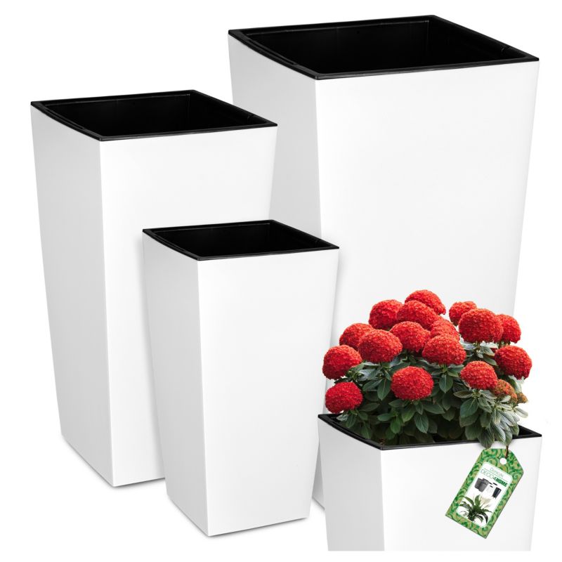 Zestaw 3 doniczki ogrodowe Deco4home donice białe matowe 26,5cm 32,5cm 37,5cm 1 szt.