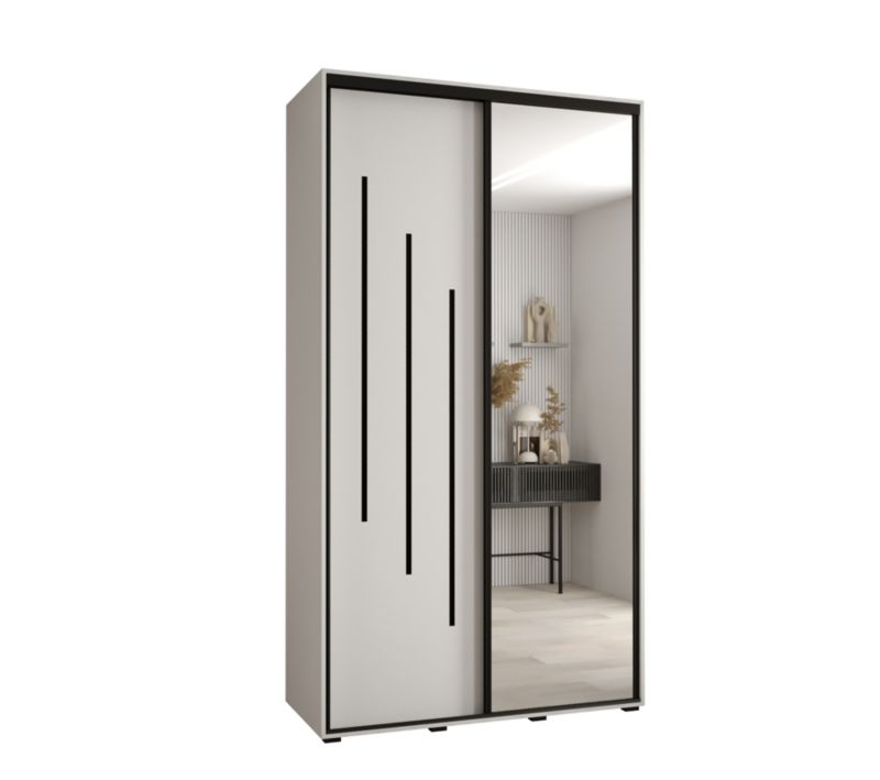 Szafa przesuwna Abiks DAVOS 9 wysoka szer.140cm gł.60cm biały/biały/czarny 1szt.