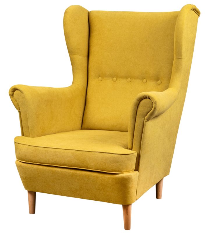 Fotel uszak skandynawski do salonu Bonni Denver Żółty 1 szt.