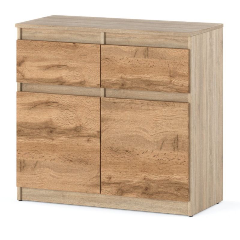 Komoda Hurtownia-Mebli Szuflady 2 Oleksa 2D2SZ 80cm Dąb Sonoma Dąb Wotan 80x35x75 cm 1szt.