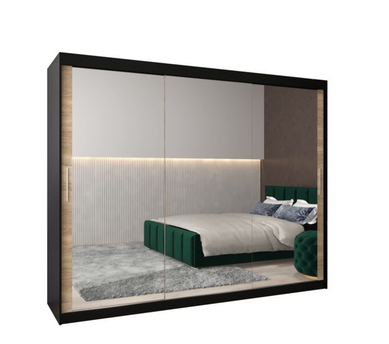 Szafa przesuwna Garderoba Abiks Tokyo 3 250 czarny + sonoma 1 szt.