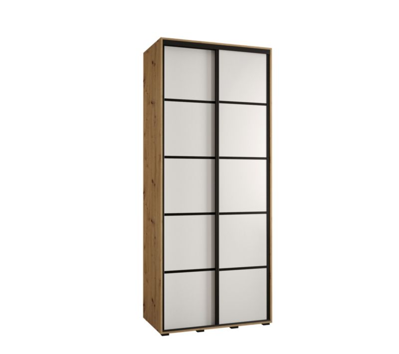 Szafa przesuwna Abiks DAVOS 4 wysoka szer.100cm gł.45cm artisan/biały/czarny 1szt.