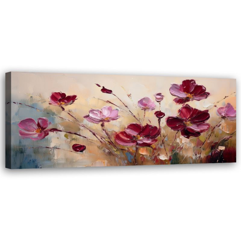 Obraz do salonu sypialni Feeby Kwiaty Czerwone Maki Malowane 150x50 cm 1 szt