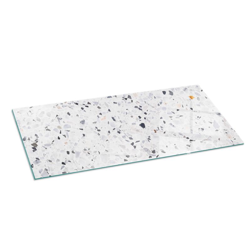 Szyba Ochronna Hartowana Tulup 125x50 cm Podkład Szklany pod Kominek Wzór kamienny z drobinkami 1 szt.