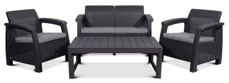 Zestaw wypoczynkowy Keter Corfu 2-Set Lyon 4-osobowy Grafitowy 1 kpl.