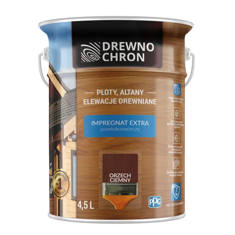 Impregnat Drewnochron Extra Powłokotwórczy orzech ciemny 4,5 l