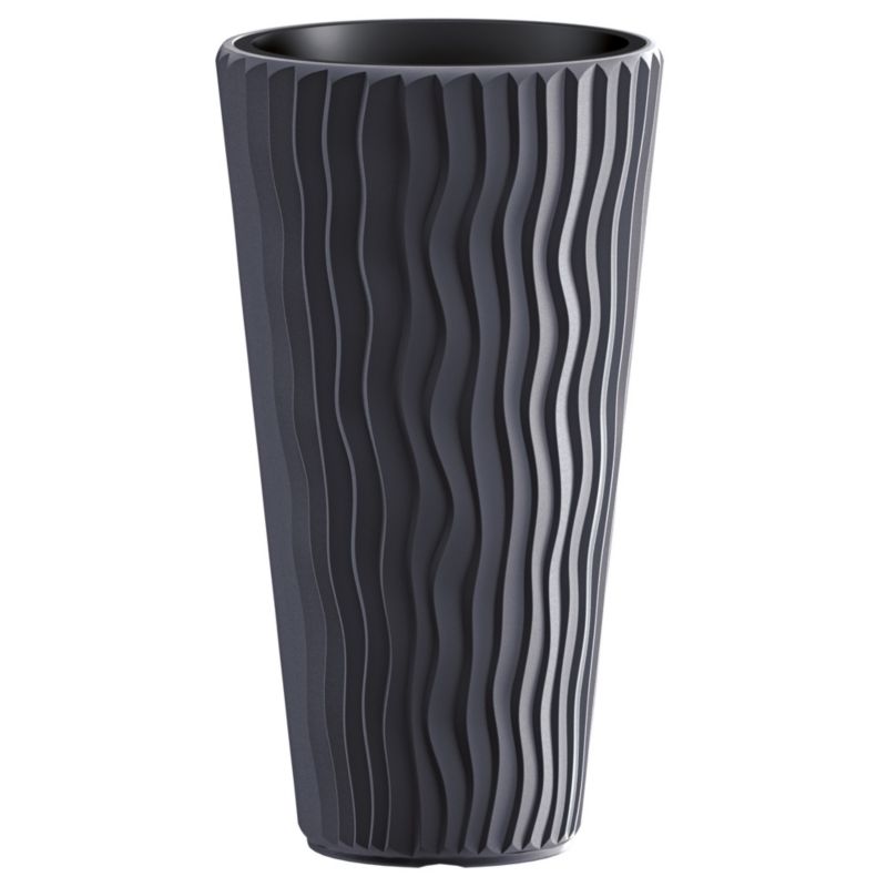 Doniczka Ogrodowa EDANTI 29,7 cm Okrągła Wysoka Na Taras Antracytowa 1 szt.