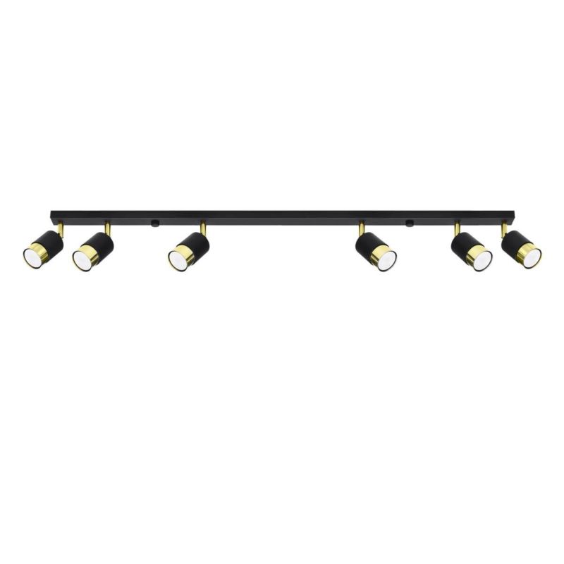 Lampa sufitowa Sollux Lighting Nero czarno-złota 6 x GU10 x 10W wym: 18 x 5 x 117 cm - 1 szt.
