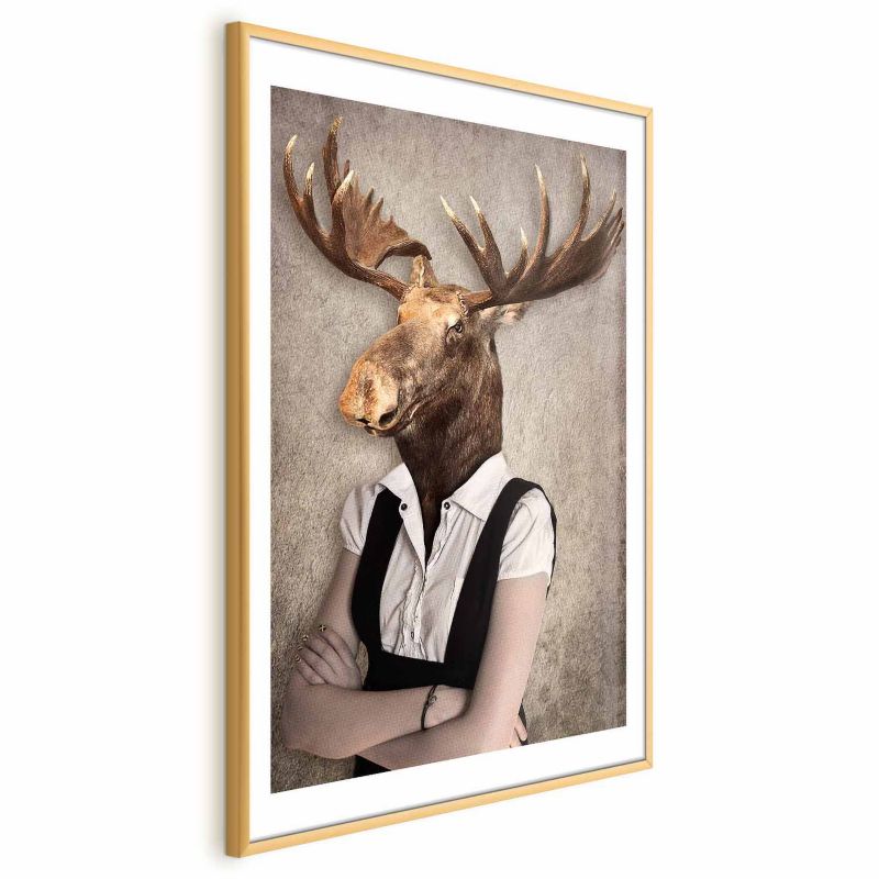Plakat Artgeist Łebski łoś 21x30 cm z ramą złotą 1 szt