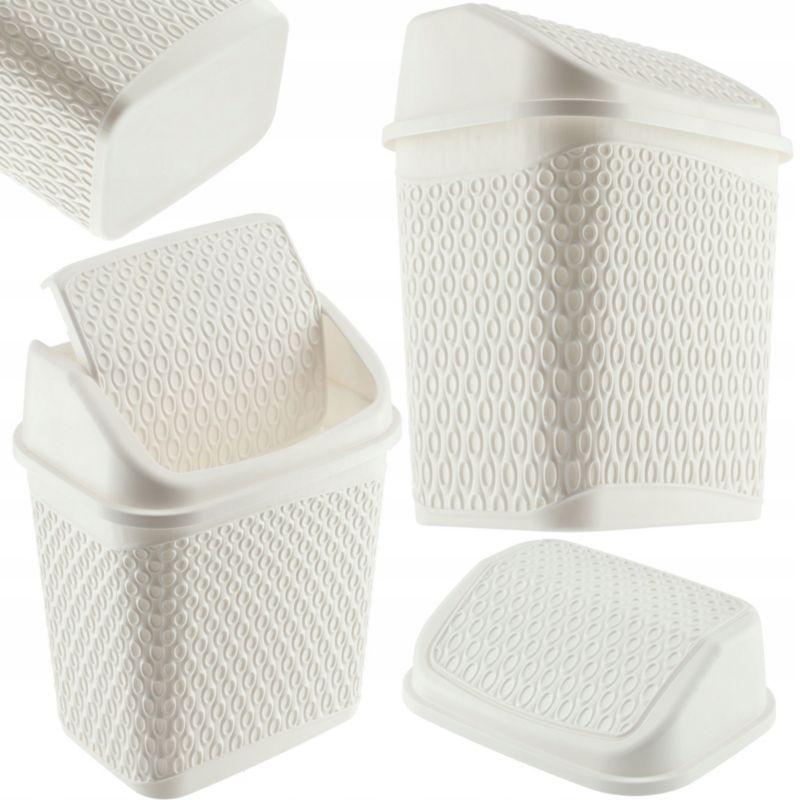 Kosz Na Śmieci KADAX Łazienkowy Biały 6,2L Uchylny Pojemnik Do Łazienki 1szt.