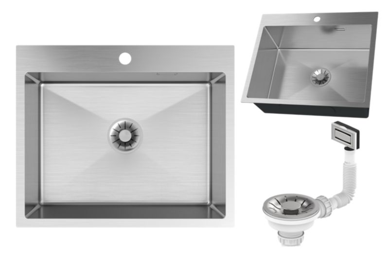 Zlewozmywak Stalowy Jednokomorowy Granitan Silvo60 z Syfon 1kpl.