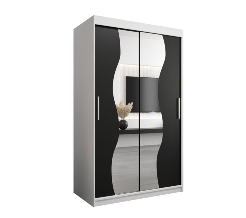Szafa przesuwna Garderoba Abiks MADRYT 120 biały mat + czarny mat 1 szt.