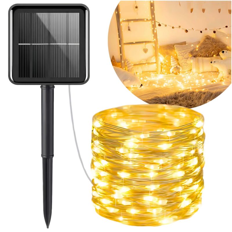 BLIXTAR Lampki Solarne 200LED 22M, Girlanda Ogrodowa Druciki, Świąteczny Łańcuch IP65