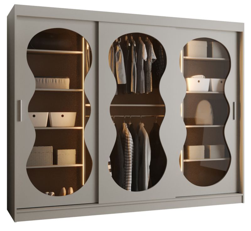 Szafa przesuwna z lustrem Garderoba Abiks BAHRAJN 3 250 kaszmir LED 1 szt.