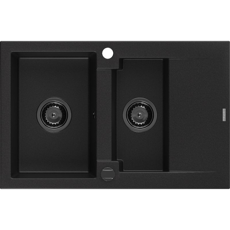 Zlewozmywak granitowy Mexen Gaspar 1,5-komorowy czarny 737x475 mm 6507731505-77-B
