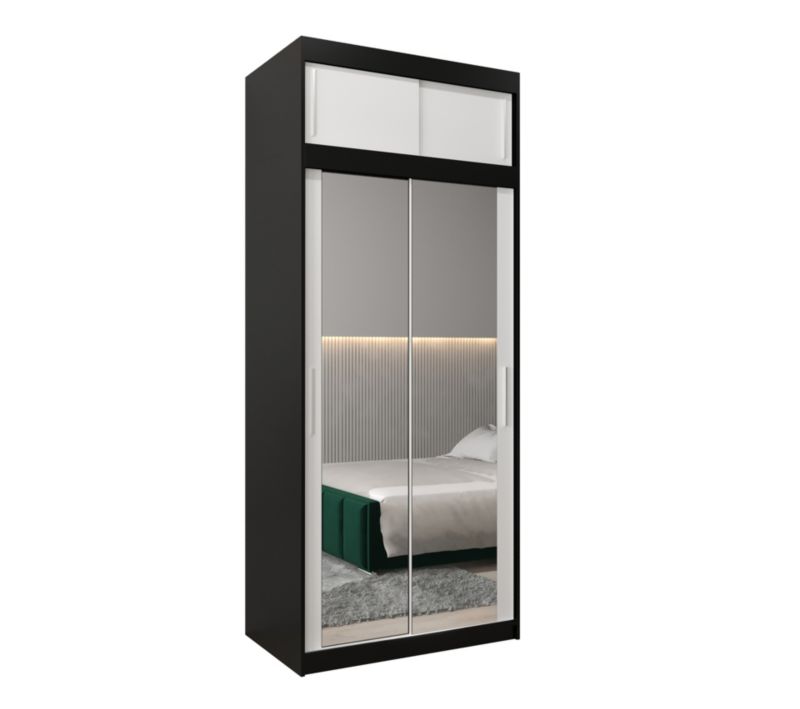 Szafa przesuwna Garderoba Abiks Tokyo 3 100 czarny + biały z nadstawką 1 szt.