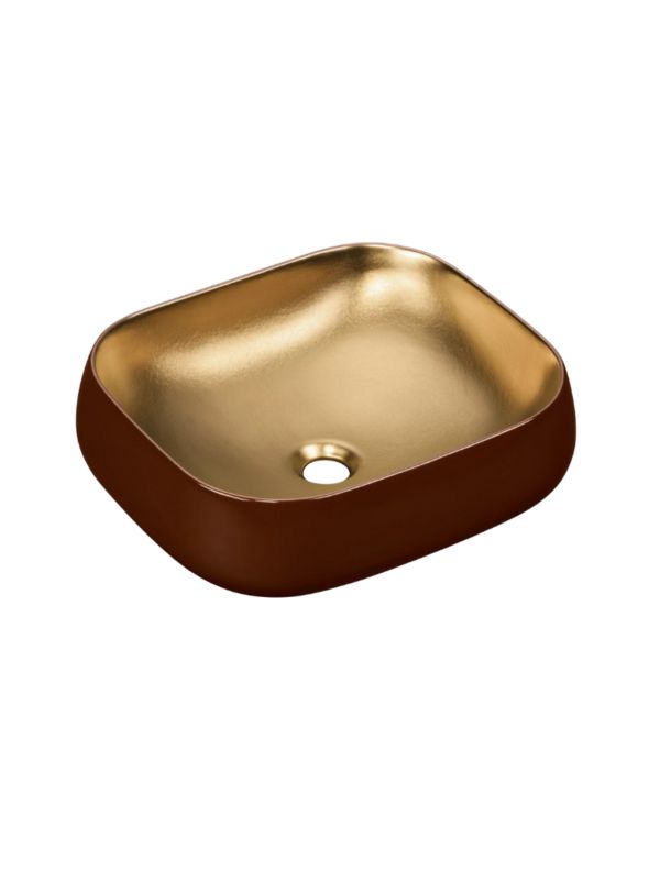 Umywalka nablatowa Uptrend CELIA prostokątna burgundowo-złoty mat 1 szt.