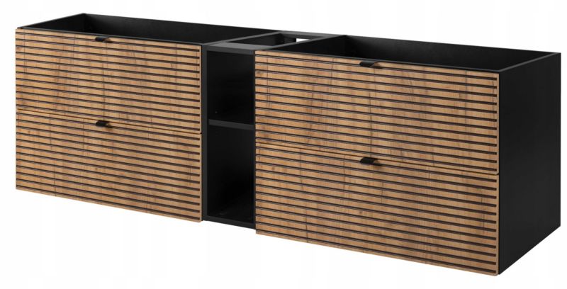 Szafka pod umywalkę Furnidea 180 cm czarna wisząca frezowana 4 szuflady regał LOFT 1 szt.