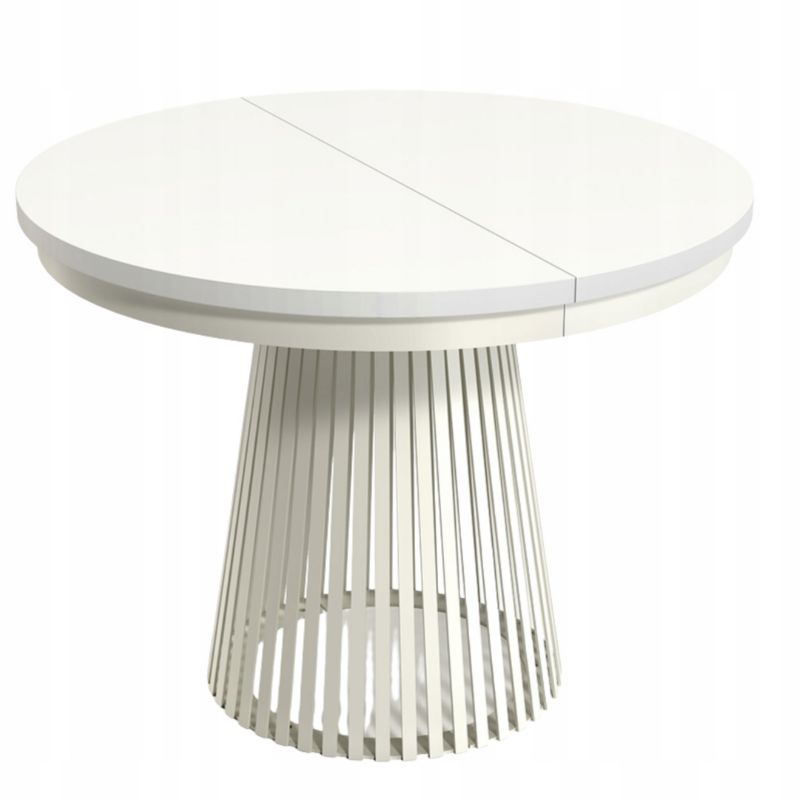 Rozkładany stół Furnidea LAMELLA 100-140-180 cm blat biały nogi kaszmir metal 1 szt.