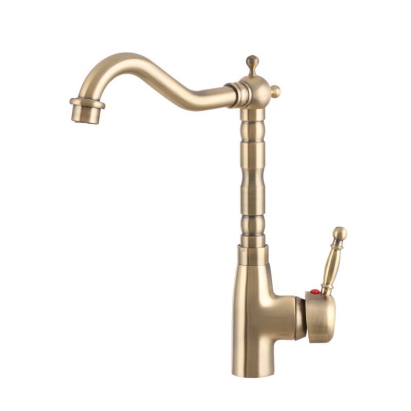 Bateria Kuchenna Granitan Do Zlewu Jednouchwytowa Kran Stojący Retro Brushed Gold 1 szt.