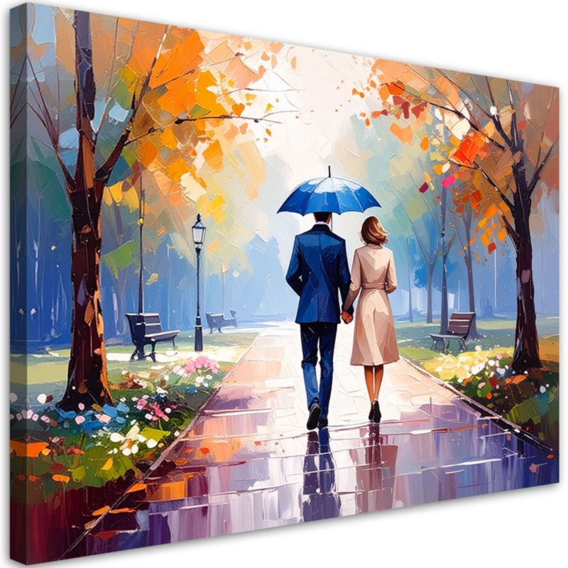 Obraz nowoczesny do salonu Feeby Para spacerująca w parku 60x40cm 1szt