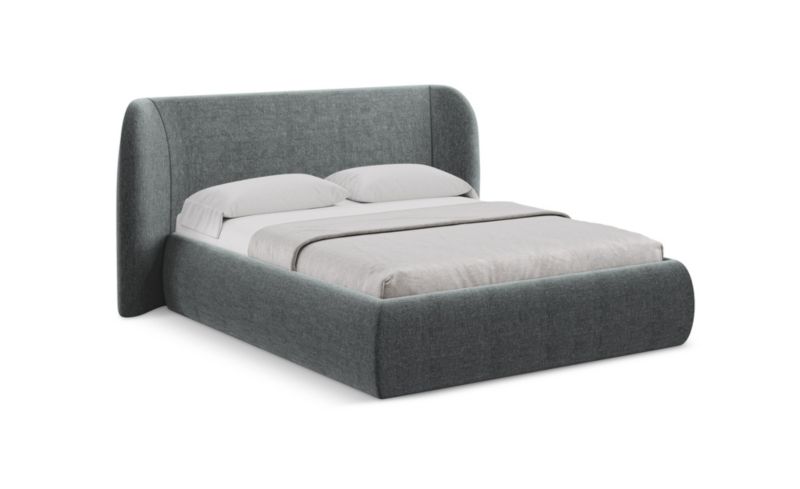 Łóżko LaMiaSofa Hauke z tkaniny szenilowej 140x200 grafitowy 1 szt.