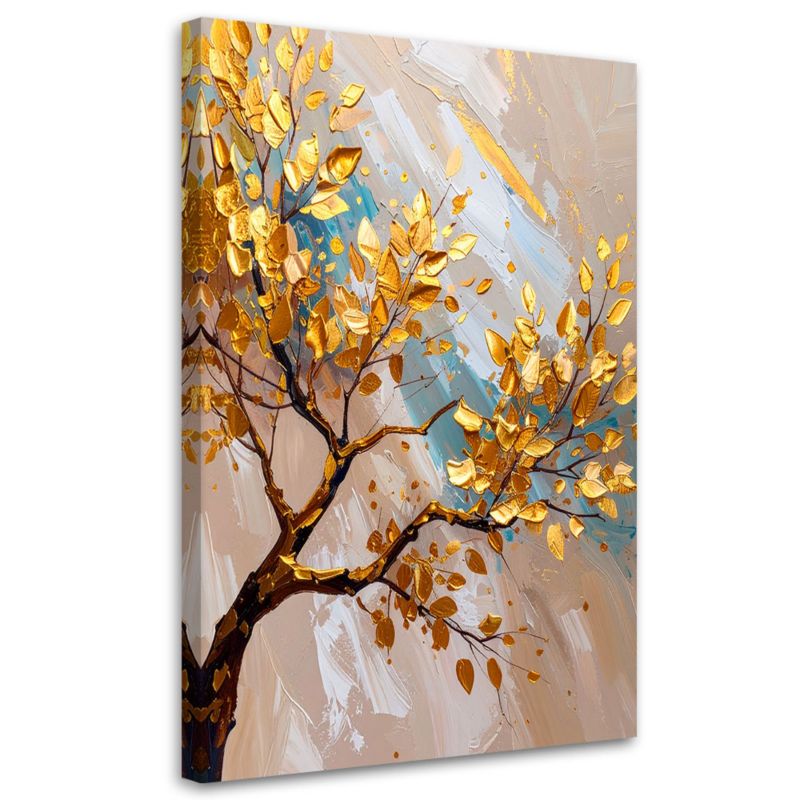 Obraz do salonu sypialni Feeby Drzewo Złote liście imitacja farby 60x90cm 1szt