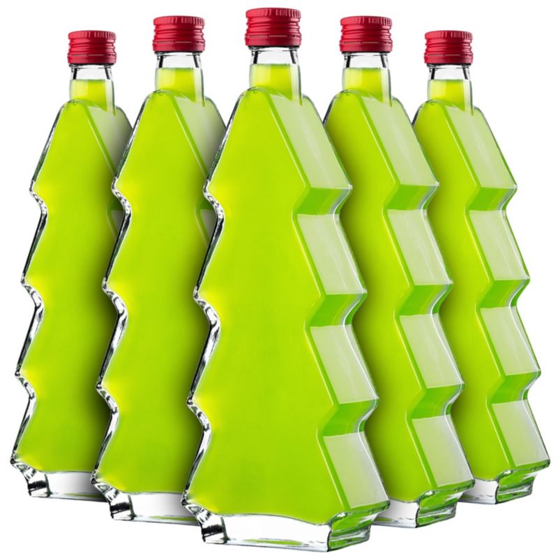 Butelka KADAX szklana choinka 500ml z czerwoną zakrętką 10 szt.