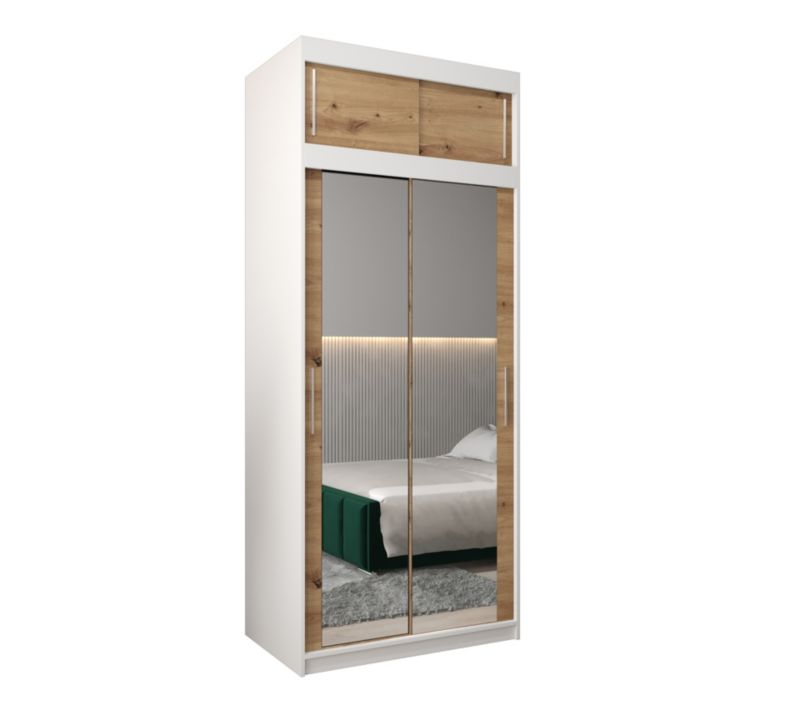 Szafa przesuwna Garderoba Abiks Tokyo 3 100 biały + artisan z nadstawką 1 szt.