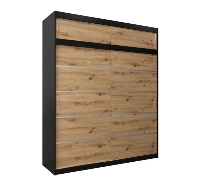 Szafa przesuwna Abiks Verona 1 200 czarny + artisan z nadstawką 1 szt.