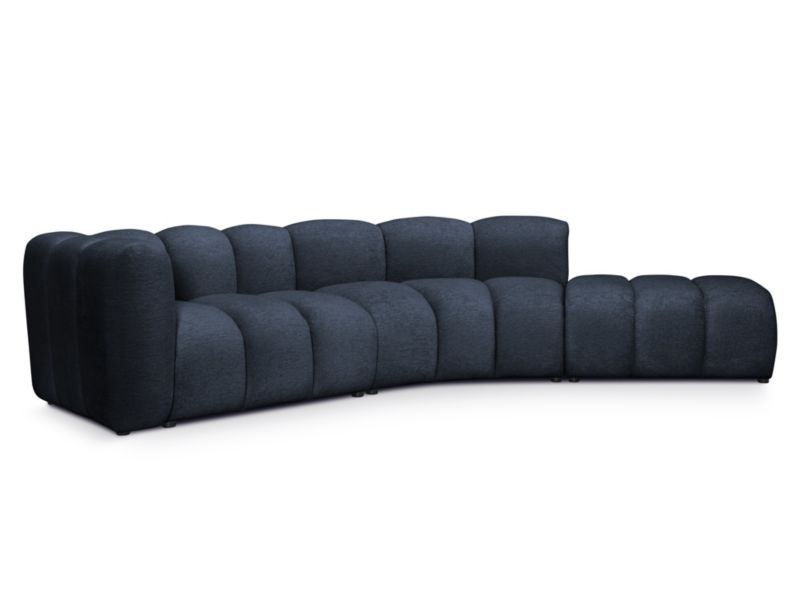 Narożnik lewostronny LaMiaSofa NAPOLI z tkaniny szenilowej 335x166 cm niebieski 1 szt.