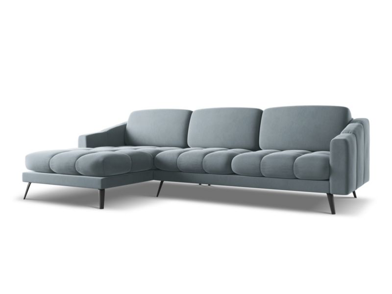 Narożnik lewostronny LaMiaSofa ROMA z tkaniny welwetowej 264x160 cm jasny niebieski 1 szt.