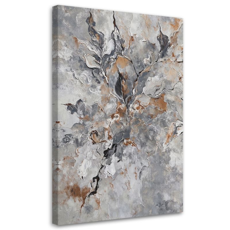 Obraz na płótnie Feeby Abstrakcja Botanika Szary Złoty 70x100cm 1szt
