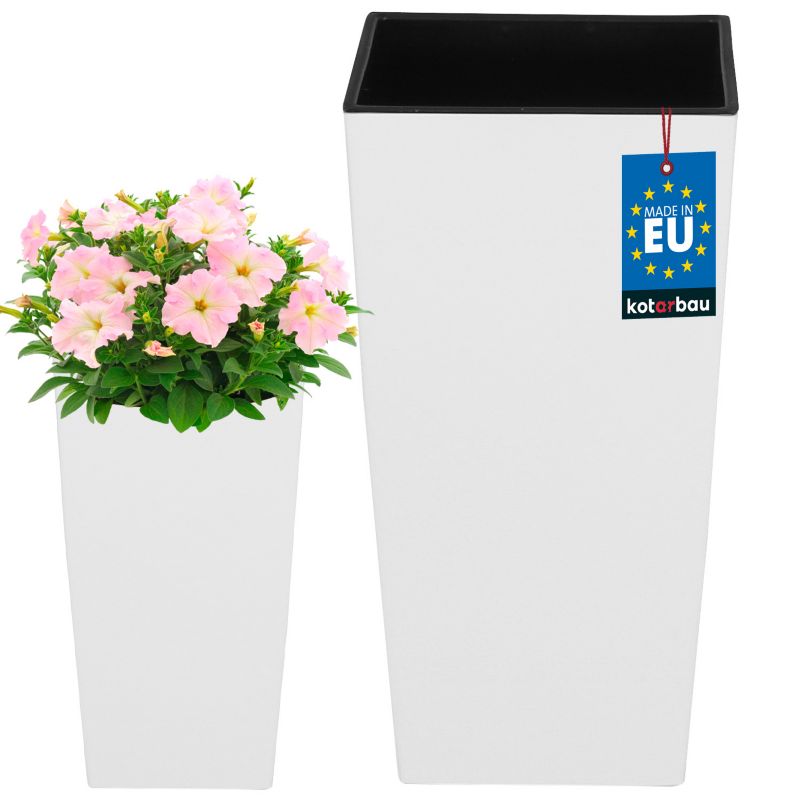 Doniczka KOTARBAU 198x198x378 mm urbi square biała z wkładem 1 szt.