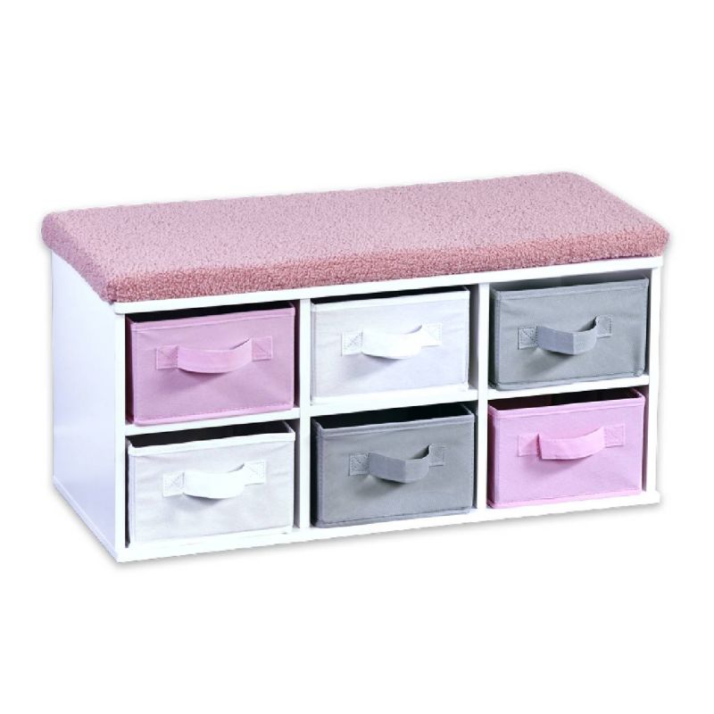 Ławka Dziecięca Z Pojemnikami KESPER Różowa 68x30x33 cm 1 szt.