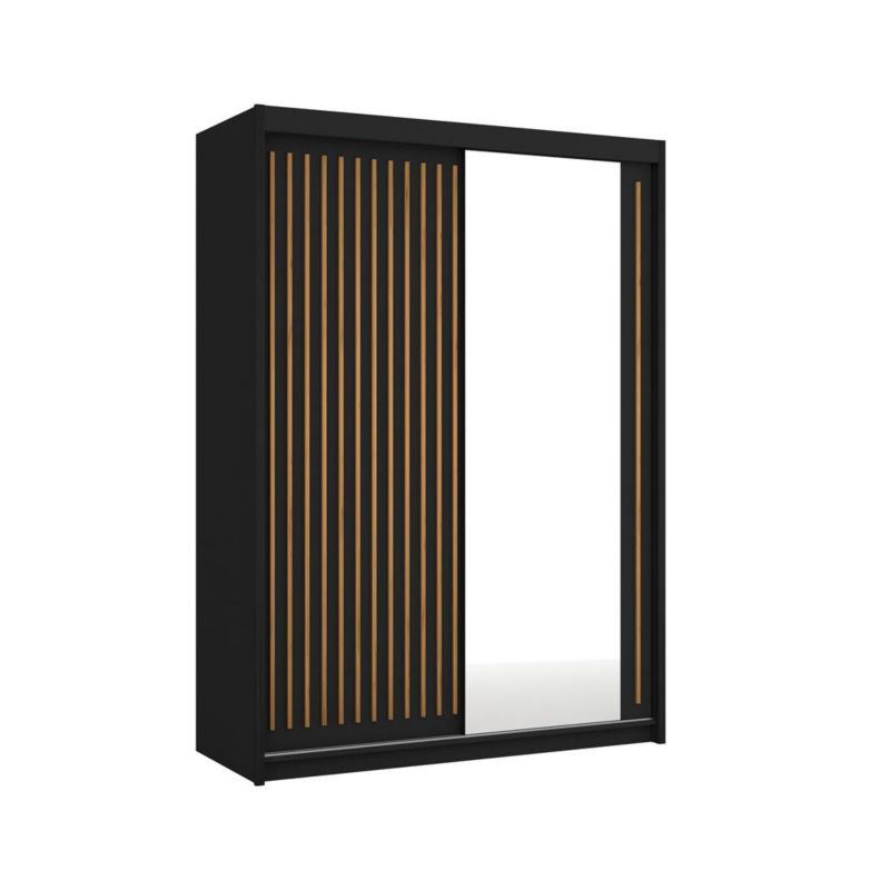 Szafa przesuwna Bettso Lay 150 cm designerska z lamelami w kolorze dąb wotan czarny 1szt.