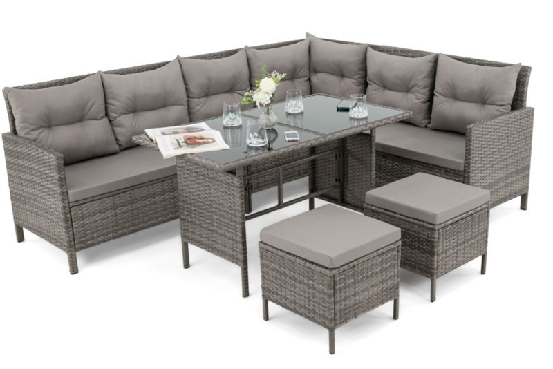 Zestaw mebli ogrodowych MebleMWM Paris technorattan szary poduszki szare-01 1 kpl.