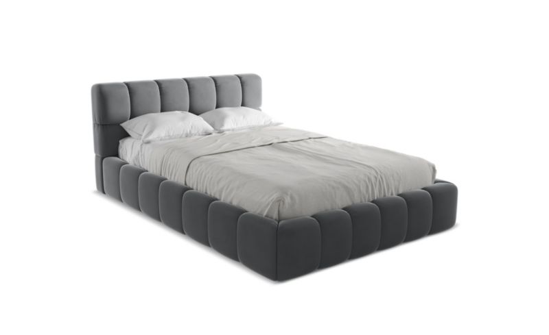 Łóżko LaMiaSofa Nalu z weluru 140x200 stalowy 1 szt.