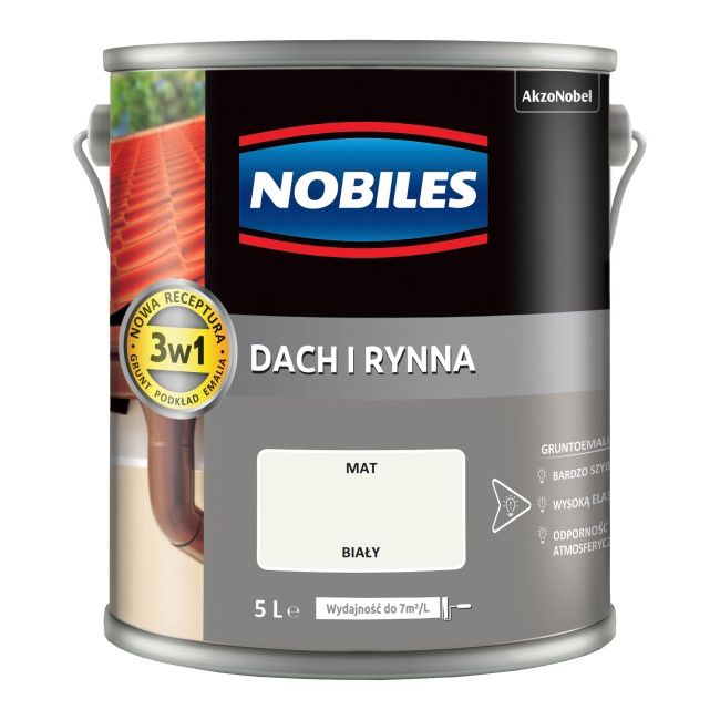 Emalia Nobiles Dach i Rynna biała 5 l