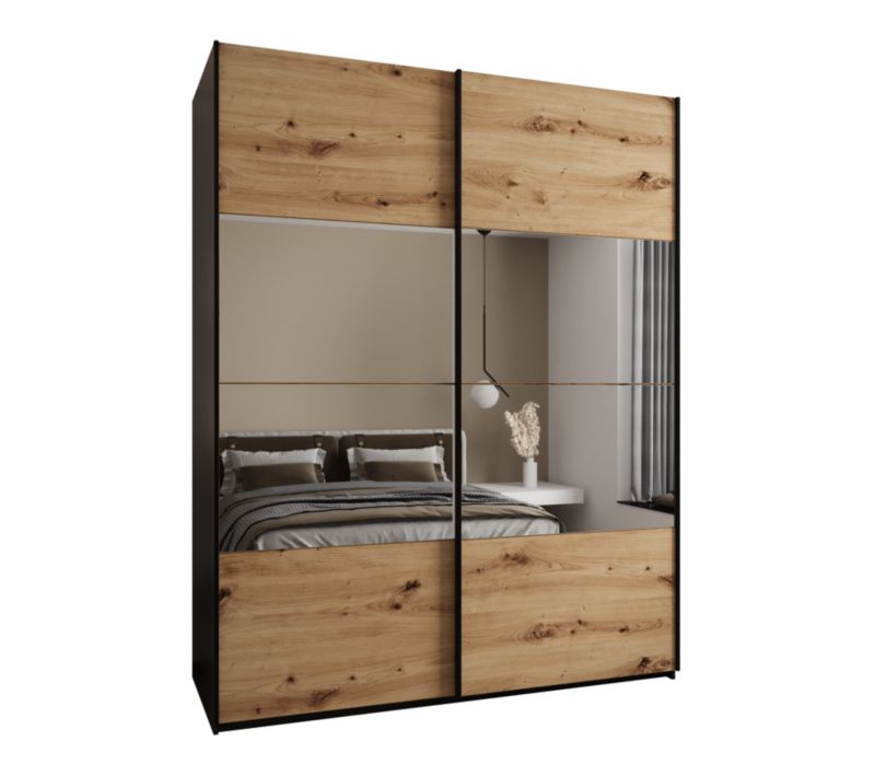 Szafa przesuwna Abiks LUX 4 wysoka szer.200cm czarny/artisan/czarny 1szt.