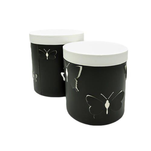 Zestaw pudełek Neopak Okrągłe Motyl 3D Czarne 3 szt.