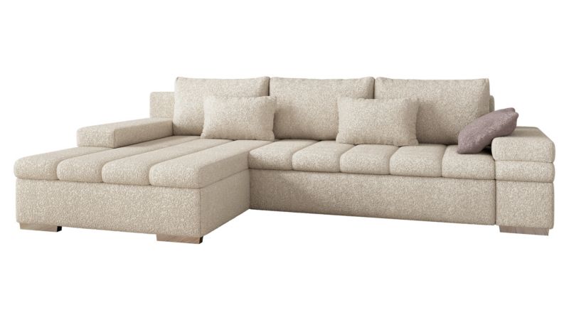 Narożnik z funkcją spania MIRJAN 24 Bangkok Premium lewy beżowa bukla/zgaszony róż 1 szt.