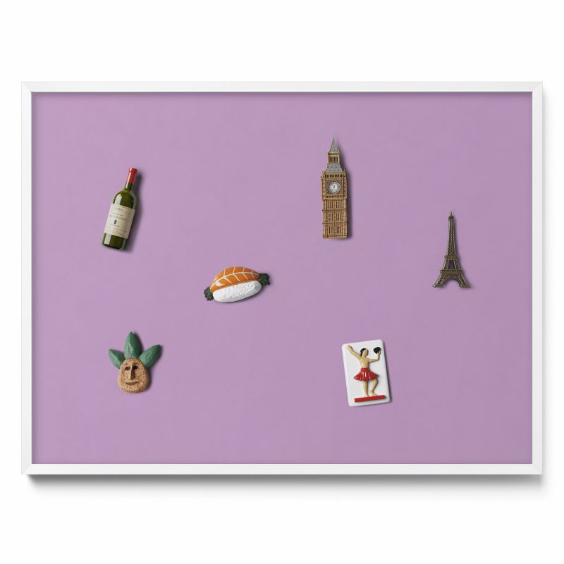 Tablica na magnesy z podróży Tulup 80x60 cm Kolor pastelowy fioletowy w białej ramie 1 szt.