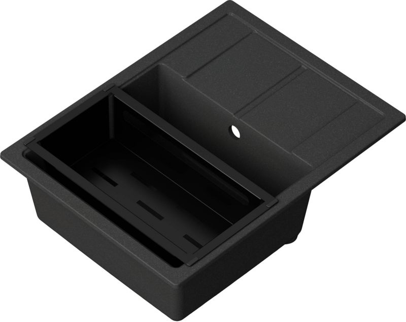 Zlewozmywak granitowy Horizon 1-komorowy z ociekaczem czarny metalik
