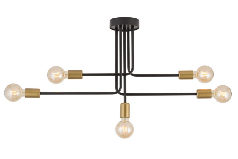 Lampa sufitowa wisząca Sigma Lighting Gino 0133 czarno-złota dekoracyjna 5xE27 x 1 szt.