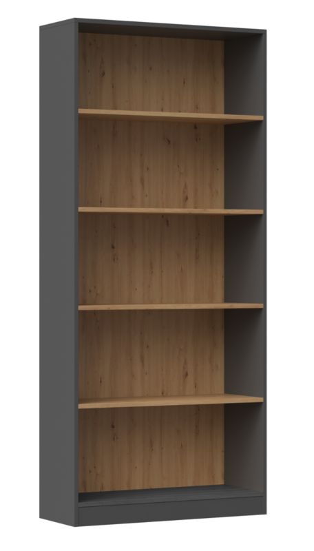 Regał R80 Topeshop Szafka Na Książki 80 Cm Antracyt / Dąb Artisan 30x80x182 cm 1 szt.