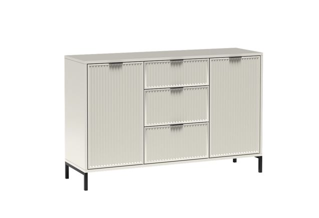 Komoda Furnidea 135 cm kaszmir ryflowane fronty metalowe nogi LINK 1 szt.