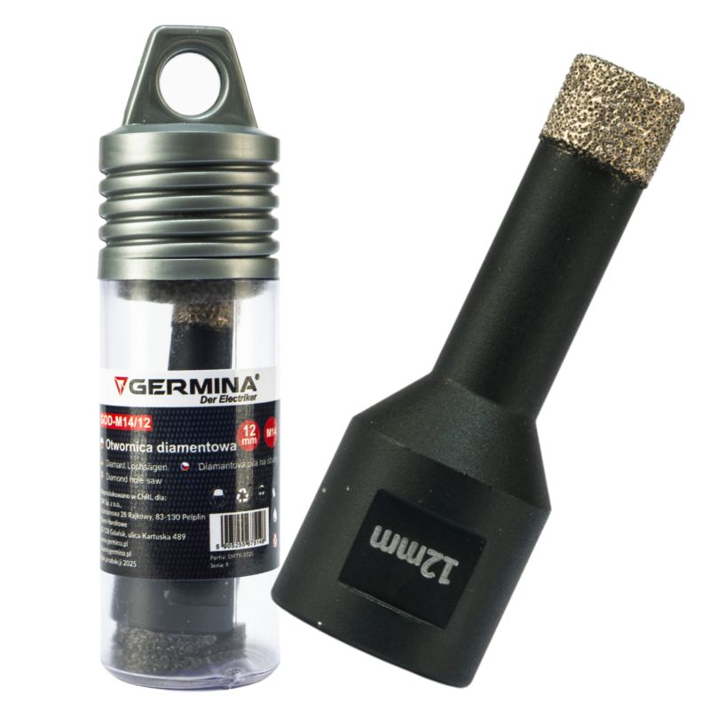 Otwornica diamentowa 12 mm na szlifierkę kątową M14