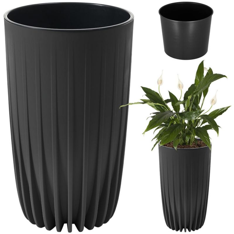 Doniczka Lamela MIRA wysoka donica 42x25cm czarna 1 szt.